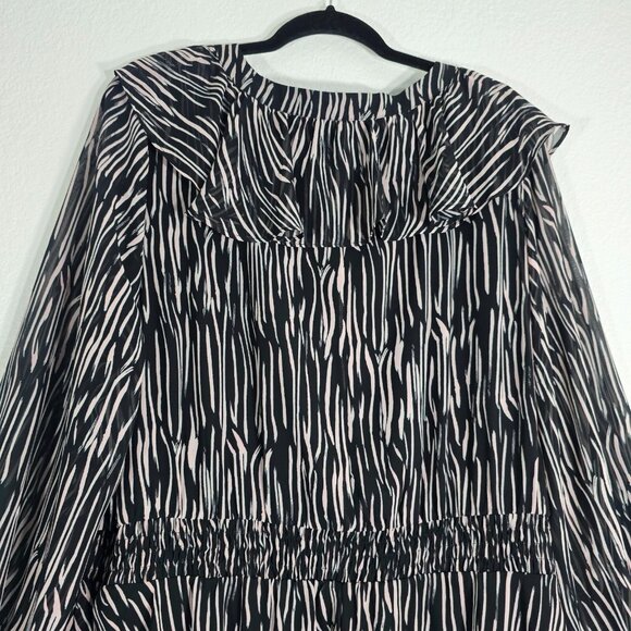 Lane Bryant Zebra Print Dress Women Plus Size 22-24 Black Long Sleeve Boho - Picture 5 of 15